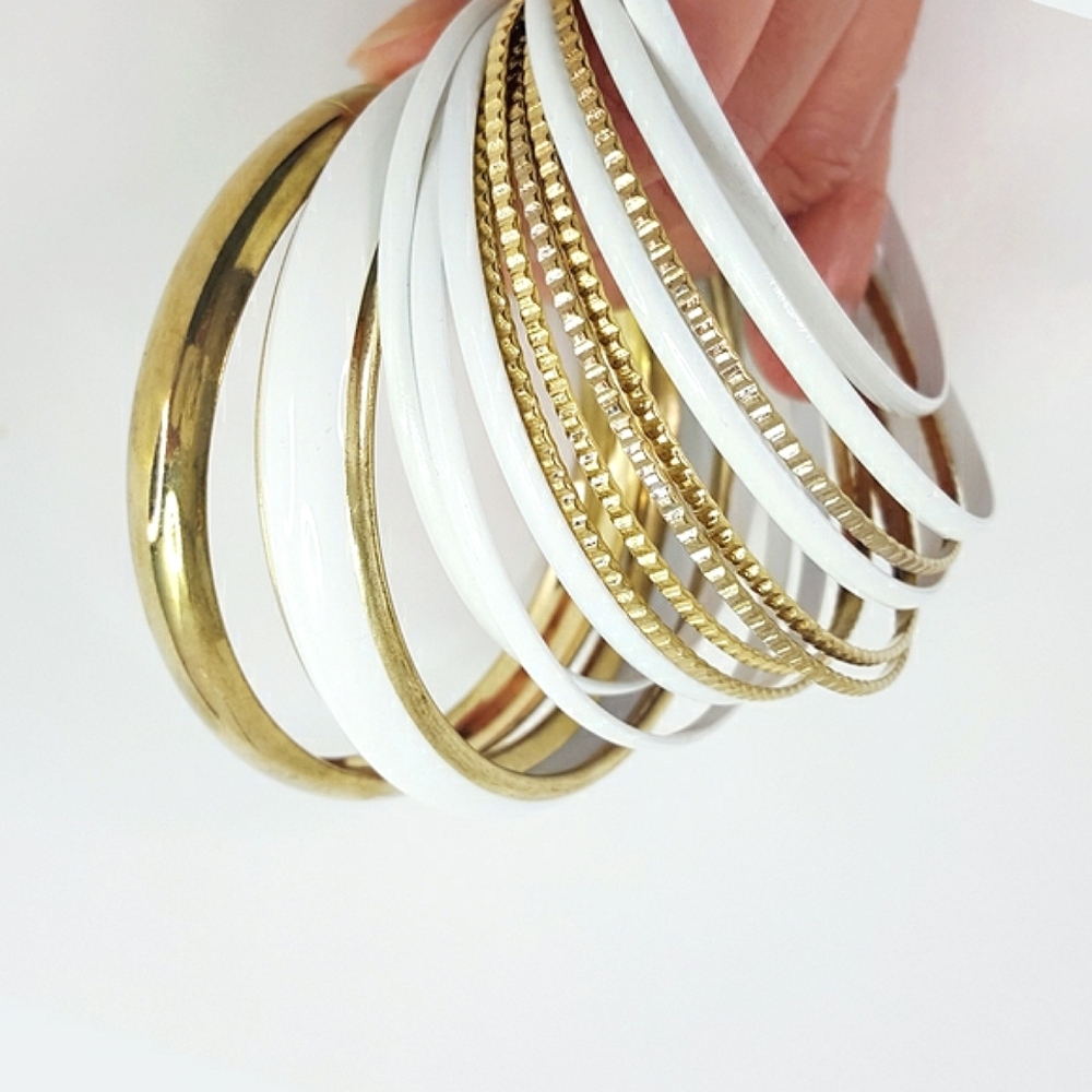 LOT OF X13🔥White Gold Tone Metal Bracelets